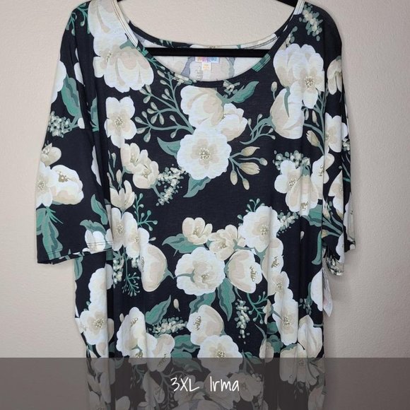 LuLaRoe Tops - LuLaRoe Irma Tunic 3XL Black Floral NEW
